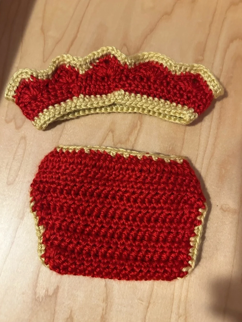 Red and Gold Crochet Diaper Cover Set for Kids